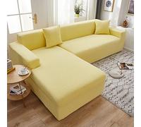 Scratch-Resistant Velvet Sofa Cover for Cats - Soft Comfortable Stretchable Machine Washable Yellow Fits 3-Seater Sofa (190x230 cm) - Ideal for Living Room Décor
