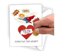 Scratch to Reaveal Surprise Card, Congratulations on Becoming A Big Brother, New Sibling Baby Wish Greeting Super Hero Card