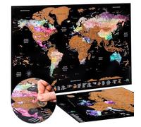 Scratchable World Map + Bonus Europe Map, Detailed Poster, Watercolour Wall Art, with Travel Gift Tube