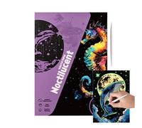 Scratchboard Paper | Luminous Set of 4 Handmade Scratch Painting Cards,Graffiti Cards Toys, Creative Coloring Drawing Craft, Landscape And Animal Art for Men Women