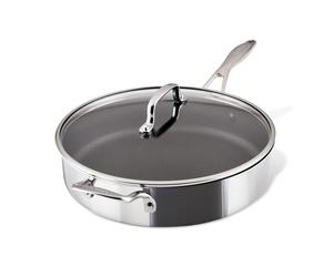 ScratchDefense Multi-Layer Stainless Steel Extreme Non-Stick Sauté Pan & Lid with Helper Handle - 4.7L