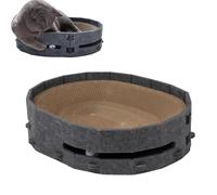 Scratching Bed for Cats, Cardboard Scratching Bed with Bell Balls, Interactive Scratching Board for Kittens, for Balcony, Bedroom, Living Room, Office, Hotel, Camping, Travel