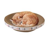 Scratching board for cats as a cat bed - round scratching furniture made of cardboard with play ball - cat scratching board for sleeping, corrugated lounge bed, scratching furniture for couch