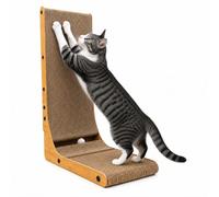 Scratching Cardboard for Cats, L-Shaped - 70 cm Height, Sturdy Cardboard Scratching Mat with Catnip & Bell Ball for Small & Large Cats - Furniture & Sofa Protection, Vertical Scratching, Horizontal