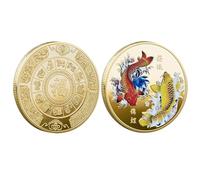 Scratching Lottery Tickets Luck Coin Chinese Koi Fish Colorful Carp Mascot Challenge Coin