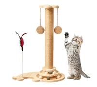 Scratching Post for Cats, Multifunctional Cat Toy with Thinking Task, 4-in-1 Combi Scratching & with Interactive Training for Physical and Mental Load of Indoor Cats