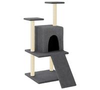 Scratching Post with Sisal Scratching Posts and Plush, Dark Grey, 110 cm, Cat Tree with Cave, Lying Surfaces and Climbing Tree, Sturdy Scratching Furniture for Claw Care, Playing and Hiding