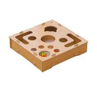 Scratching Puzzle for Cats to Enrich as a Play Box, Wooden Activation Mat with Maze Design, Includes Bell Ball and Cat Claw File, for Kittens, Puppies, Rabbits, for Playing in the House