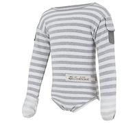ScratchSleeves | Flip-mitt Bodysuit for Itchy Babies | Grey Stripe | 3-4 Years