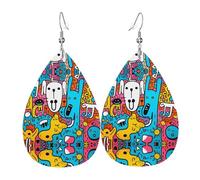 scrawl Printed teardrop-shaped leather earrings | High-end design, light luxury earrings
