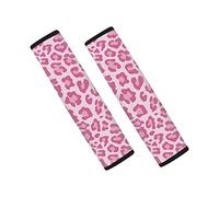 SCRAWLGOD 2 Pack Pink Leopard Universal Car Seat Belt Cover Pad Soft Comfortable Shoulder Seatbelt Pads Cushions Auto Interior Accessories