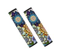 SCRAWLGOD 2 Pieces Boho Blossom Floral Seatbelt Strap Cover Seat Belt Cushion Shoulder Strap for Adults Women Teen Kids Car Seat Belt Pads Cover