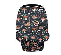 SCRAWLGOD Baby Car Seat Covers Cute Mushroom Print Multi-use Carseat Canopy for Babies, Stretchy Infant Carseat Cover Boy, Shower Gifts for Unisex Boys and Girl