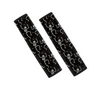 SCRAWLGOD Black Funny Skull Print Car Seat Belt Pads Cover Auto Accessories Seatbelt Cushion Shoulder Straps Pads Backpack Straps Covers