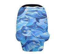 SCRAWLGOD Blue Dolphin Print Babies Car Seat Cover for Breastfeeding Scarf Soft Multi Use Nursing Cover for Baby Carseat Canopy Shopping Cart Cover