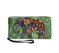 SCRAWLGOD Boho Elephant Style Wallet for Women Bohemian Mandala Print Zipper Around Long Clutch Card Holder Purse