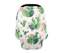 SCRAWLGOD Cactus Print Stretchy Baby Car Seat Cover for Girls Boys Infant Multi Use Carseat Canopy Nursing Cover Carseat Canopy for Babies Breastfeeding