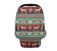 SCRAWLGOD Car Seat Covers for Babies Aztec Geometric Ethnic Boho Dogs Labrador Retriever Print Nursing Cover for Breastfeeding Stretchy Carseat Canopy Cover for Boys Girls