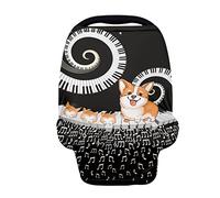SCRAWLGOD Car Seat Covers for Babies Music Notes Corgi Print Multi Use Nursing Cover Breastfeeding Scarf Soft Carseat Canopy for Baby Stroller Cover