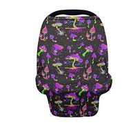 SCRAWLGOD Car Seat Covers for Babies Psychedelic Mushroom Print Infant Carseat Canopy Nursing Breastfeeding Cover, Stretchy Carrier Stroller Cover, Newborn Shower Gift