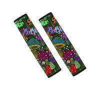SCRAWLGOD Green Mushroom Print Auto Seat Belt Covers Shoulder Strap Pads, Car Seatbelt Pads Neoprene Seat Belt Covers Set of 2 Pack Universal for Backpacks, Shoulder Bag Sedan Trunks