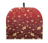 SCRAWLGOD Red Heart Print Tea Cosy for Woman, Kitchen Tea Pot Dust Cover, Breakfast Warmer Insulation and Keep Warm Cover Kitchen Tea Pot Cover, Gifts for Valentine's Day