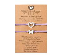 SCRDPRAD 2Pcs Adjustable MAMA & Daughter Woven Rope Matching Bracelet With Message Card Meaningful Love Between Mom & Daugther Bracelet Mothers Day Birthday First Day of School Gifts Jewelry