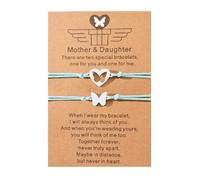 SCRDPRAD 2Pcs Adjustable MAMA & Daughter Woven Rope Matching Bracelet With Message Card Meaningful Love Between Mom & Daugther Bracelet Mothers Day Birthday First Day of School Gifts Jewelry