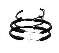 SCRDPRAD 2pcs Handmade Cross Colorful Adjustable Braided String Sideways Friendship Couple Rope Bangle Bracelet Hope Faith Christian Religious Lucky Protection Lucky Jewelry, Adjustable, Metal, no