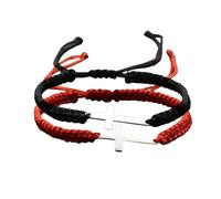 SCRDPRAD 2pcs Handmade Cross Colorful Adjustable Braided String Sideways Friendship Couple Rope Bangle Bracelet Hope Faith Christian Religious Lucky Protection Lucky Jewelry, Adjustable, Metal, no