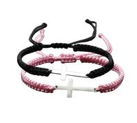 SCRDPRAD 2pcs Handmade Cross Colorful Adjustable Braided String Sideways Friendship Couple Rope Bangle Bracelet Hope Faith Christian Religious Lucky Protection Lucky Jewelry, Adjustable, Metal, no