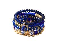 SCRDPRAD 5PCS Bohemian Multilayer Stackable Beaded Bracelets Gold Beaded Stretch Bracelets With Porcelain Holiday Gift, 1, Resin, no gemstone