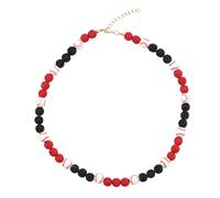 SCRDPRAD BlingBling Baseball Necklace Red Blue White Glitter Sliver Rhinestone Beaded Clay Necklace for Men Women Independence Day Stylish Sports Accessory, Middle, Stainless Steel, No Gemstone