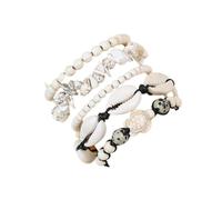 SCRDPRAD Boho Ocean Themed Stackable Bracelet Set - Sea Turtle, Seashell & Starfish Beaded Bracelets for Women, Beach Summer Layered Jewelry, 1, Resin, no gemstone