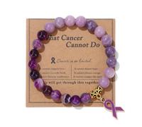 SCRDPRAD Breast Cancer Bracelets Natural Stone What Cancer Cannot Do Inspirational Bracelet for Women Pink Ribbon Cancer Awareness Handmade Beaded Encouragement Gift With Message Card, Middle, Acrylic