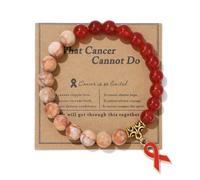 SCRDPRAD Breast Cancer Bracelets Natural Stone What Cancer Cannot Do Inspirational Bracelet for Women Pink Ribbon Cancer Awareness Handmade Beaded Encouragement Gift With Message Card, Middle, Acrylic