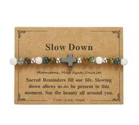 SCRDPRAD Colorful Cross Bracelet for Women Men Handmade Stone Beaded Bracelet Religion Christian Bracelet Inspirational Gifts With Message Card Birthday Easter Christmas Gifts Jewelry, Middle, no