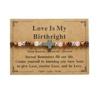 SCRDPRAD Colorful Cross Bracelet for Women Men Handmade Stone Beaded Bracelet Religion Christian Bracelet Inspirational Gifts With Message Card Birthday Easter Christmas Gifts Jewelry, Middle, no
