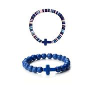 SCRDPRAD Colorful Handmade Cross Beaded Bracelet for Women Qute Religious Stone Clay Beaded Bracelet for Christian Inspirational Easter Chrismas Thanksgiving Gifts Jewelry, M, Acrylic, no gemstone