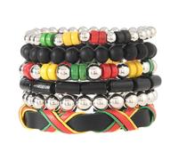 SCRDPRAD Juneteenth African Beaded Bracelet Black History Month Adjustable Multiple Wooden/Beaded/Waven/Leather/Tribal Braided Bracelets Men Women, 1, Resin, no gemstone