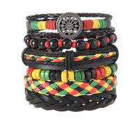 SCRDPRAD Juneteenth African Beaded Bracelet Black History Month Adjustable Multiple Wooden/Beaded/Waven/Leather/Tribal Braided Bracelets Men Women, 1, Resin, no gemstone