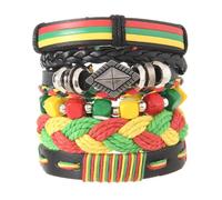 SCRDPRAD Juneteenth African Beaded Bracelet Black History Month Adjustable Multiple Wooden/Beaded/Waven/Leather/Tribal Braided Bracelets Men Women, 1, Resin, no gemstone