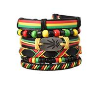 SCRDPRAD Juneteenth African Beaded Bracelet Black History Month Adjustable Multiple Wooden/Beaded/Waven/Leather/Tribal Braided Bracelets Men Women, 1, Resin, no gemstone