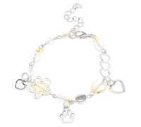 SCRDPRAD Punk Y2k Pearl Bracelet For Women Silver Chain Star Moon Kitty Cat Matching Bracelet For Couple Best Friends Disco Vintage Jewelry Birthday Christmas Valentines Gifts, Middle, Silver, no