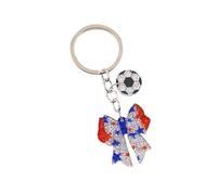SCRDPRAD Sparkly Football Keychains Patriotic American Mexican Canadian Flag Keychain Soccer Player Gifts for Sports Lover, M, Alloy Steel, no gemstone