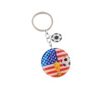 SCRDPRAD Sparkly Football Keychains Patriotic American Mexican Canadian Flag Keychain Soccer Player Gifts for Sports Lover, M, Alloy Steel, no gemstone