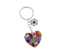 SCRDPRAD Sparkly Football Keychains Patriotic American Mexican Canadian Flag Keychain Soccer Player Gifts for Sports Lover, M, Alloy Steel, no gemstone