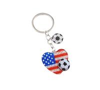 SCRDPRAD Sparkly Football Keychains Patriotic American Mexican Canadian Flag Keychain Soccer Player Gifts for Sports Lover, M, Alloy Steel, no gemstone