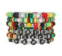 SCRDPRAD Stackable Black History Month Beaded Bracelets For Women Men Multi-layered Juneteenth Bracelets Black History Month Juneteenth Freedom Day Gifts Jewelry, Middle, no gemstone