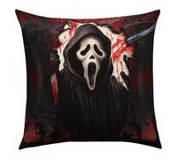 Scream Ghost Funny Halloween Pillow Cover - Ghost Calling Party Fun Pillow Case - Decorations Throw Cushion Cover - Cotton Linen Throw Pillowcase, 18 x 18 Inch, No Pillow Insert